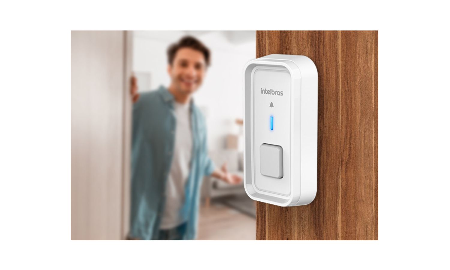 Campainha sem fio moderna instalada na entrada de uma casa
