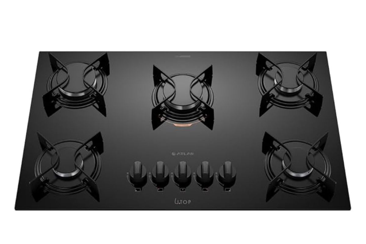 Cooktop 5 bocas Atlas U Top com mesa de vidro preta