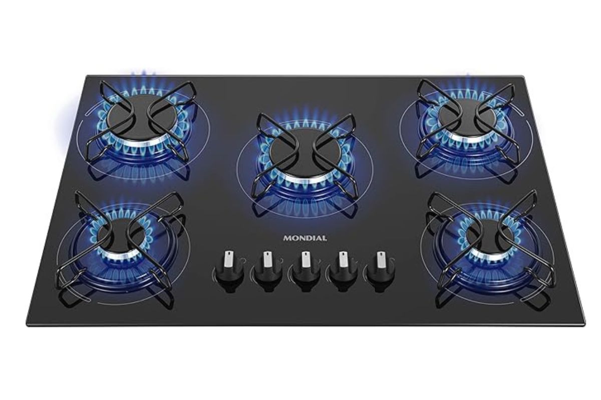 Cooktop Mondial CTG-02 5 bocas preto e inox
