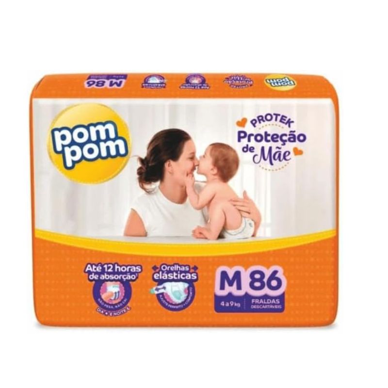 Fralda Pom Pom Protek Proteção de Mãe M 86 unidades