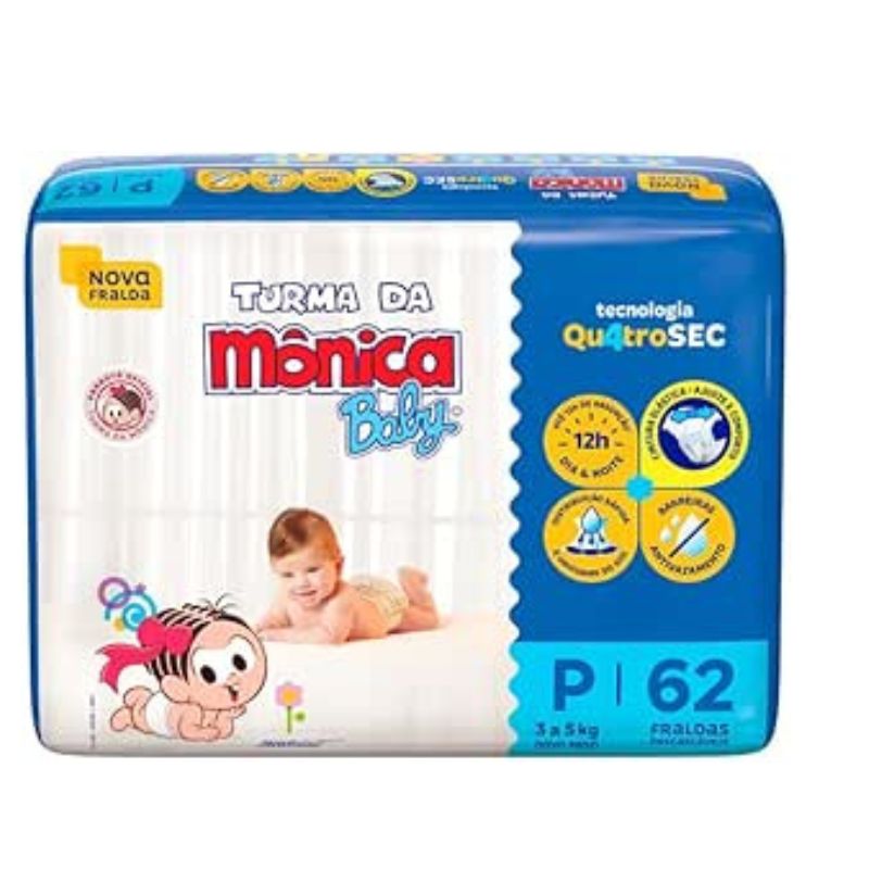 Fralda Turma da Mônica Baby P 62 unidades