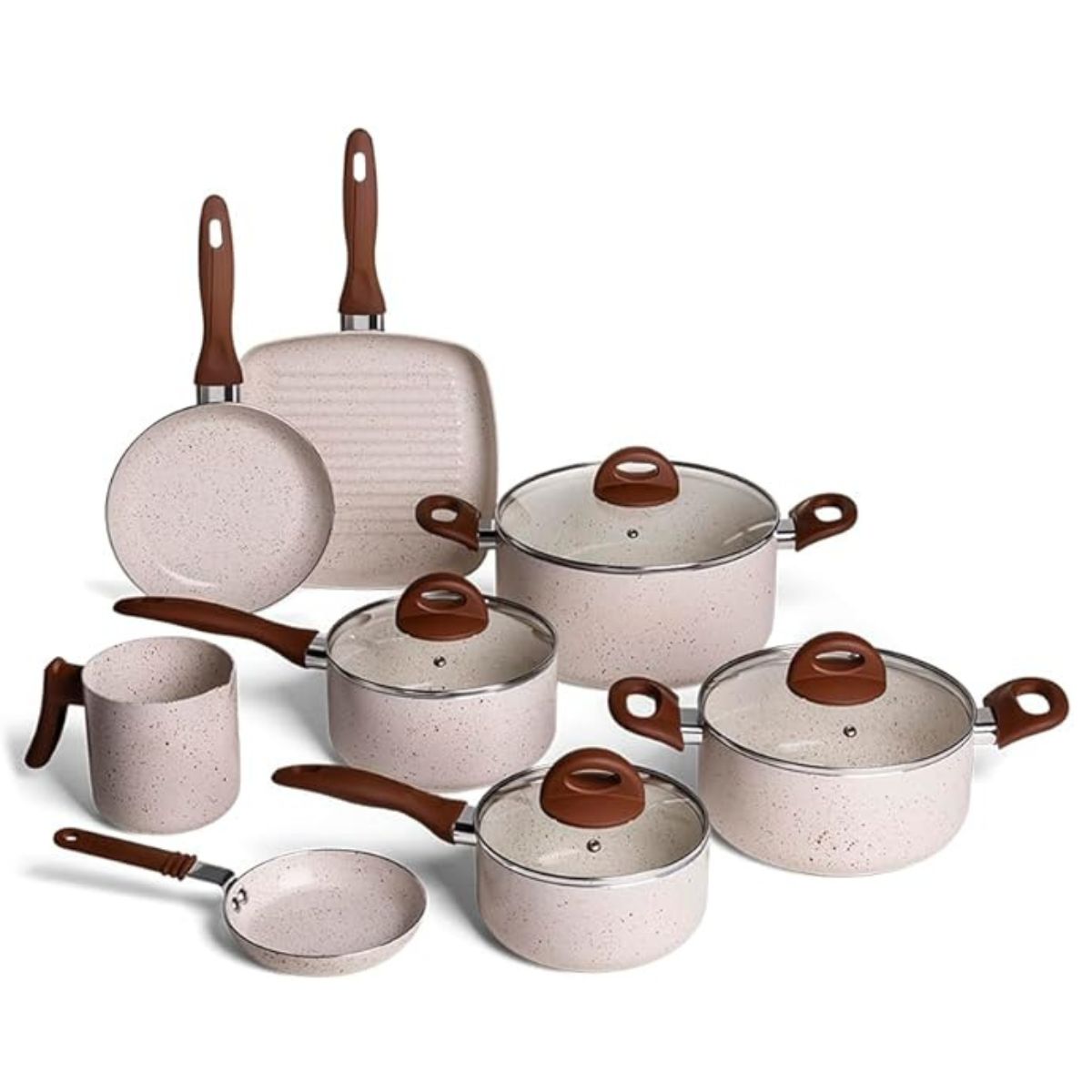 Brinox Jogo de Panelas 8 Peças Ceramic Life Smart Plus - Vanilla