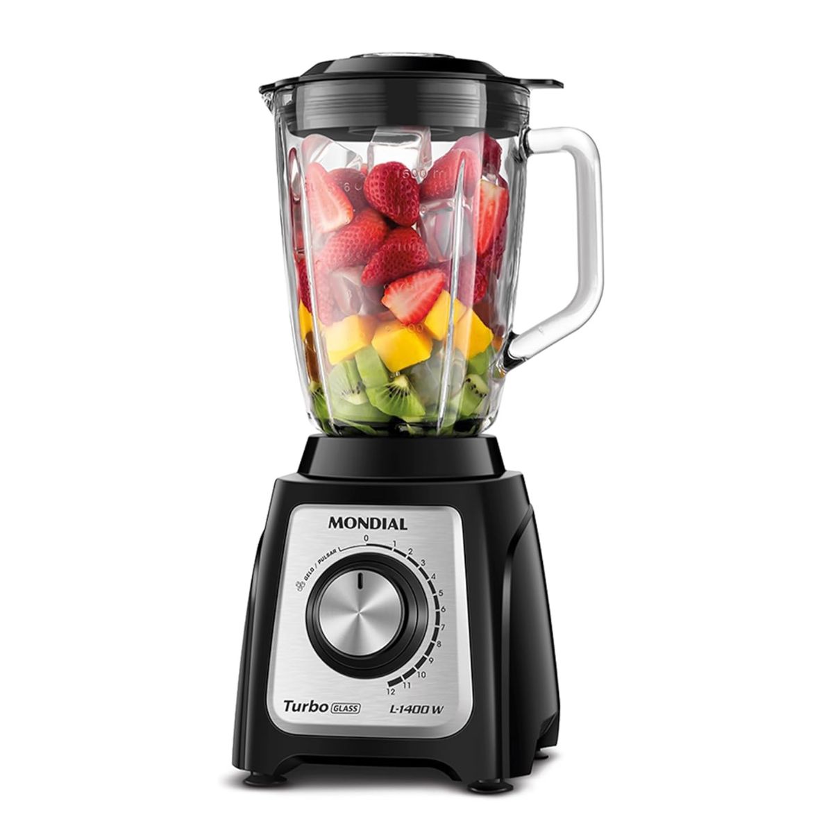 Liquidificador Mondial Turbo Glass 1400W jarra de vidro